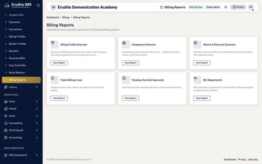 Billing reports — Collection, revenue and exception reporting in one place