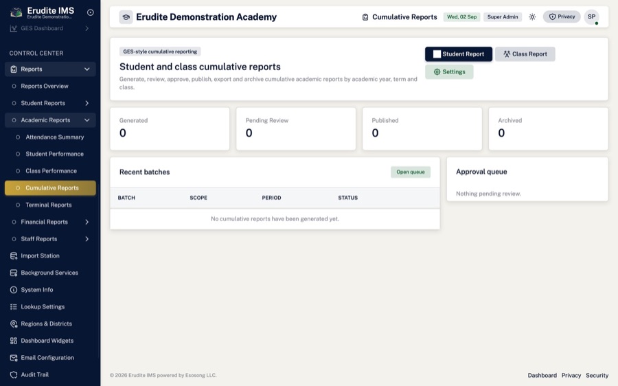 Cumulative records — A pupil's full academic history in one document