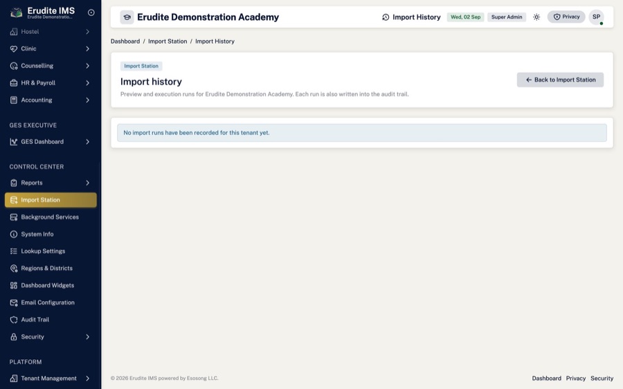 Import history — Every import, its errors and its result, downloadable