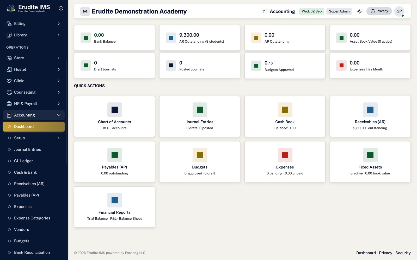Accounting list screen