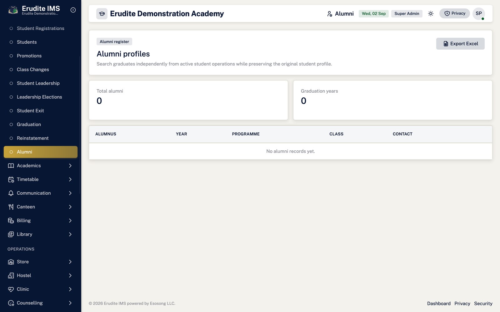 Alumni list screen
