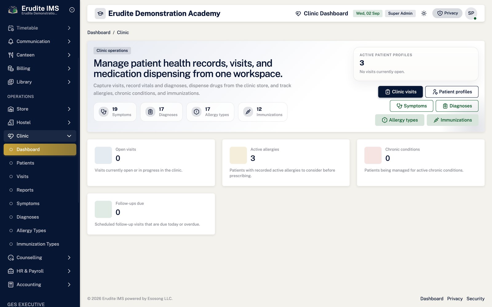 Clinic list screen