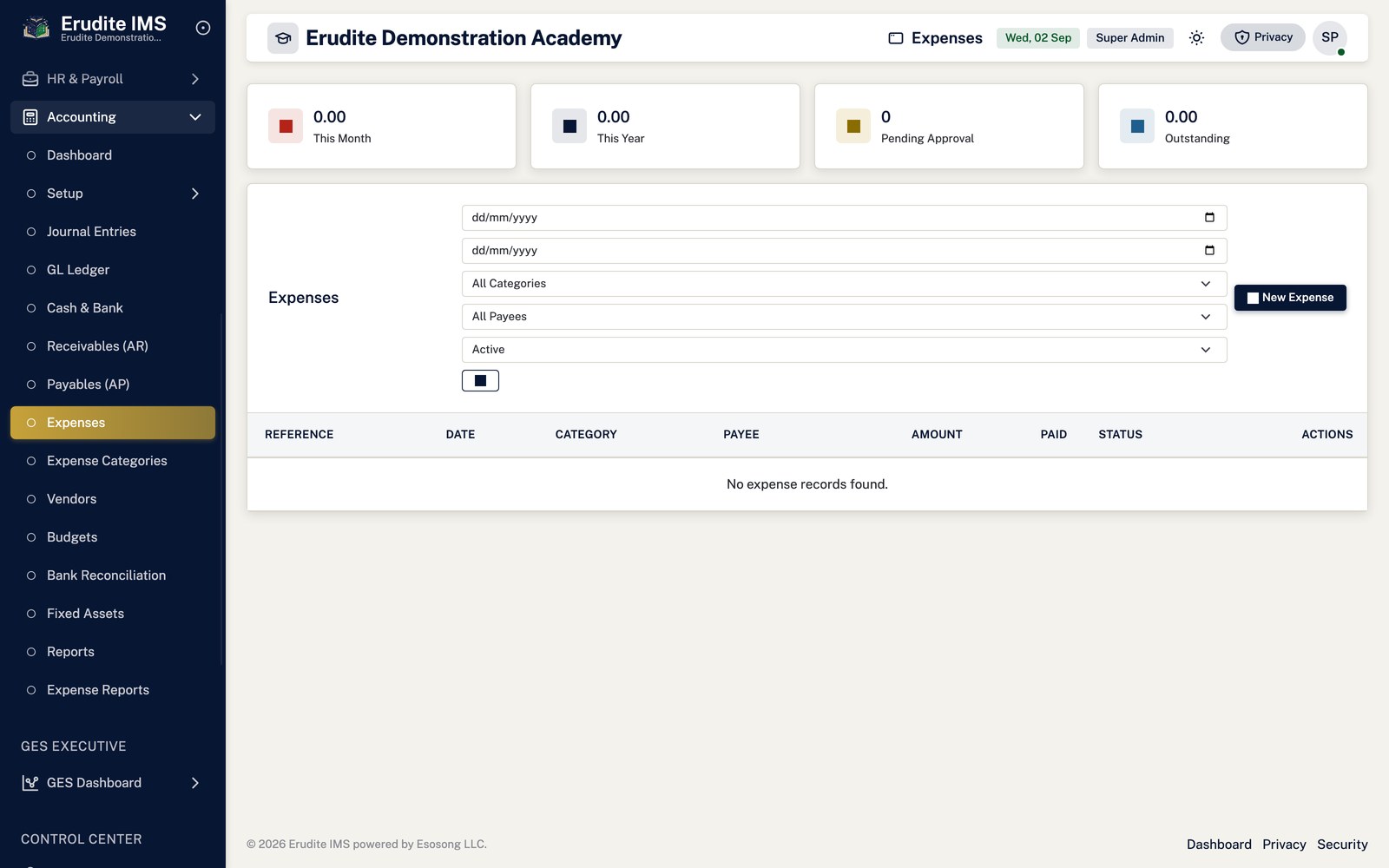 Expenses list screen