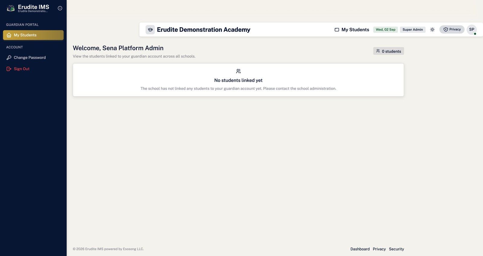 Guardian dashboard screen
