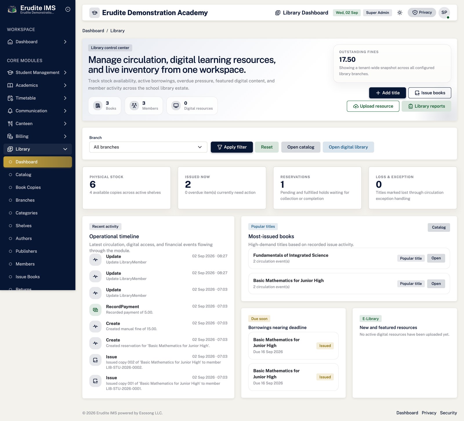 Library list screen