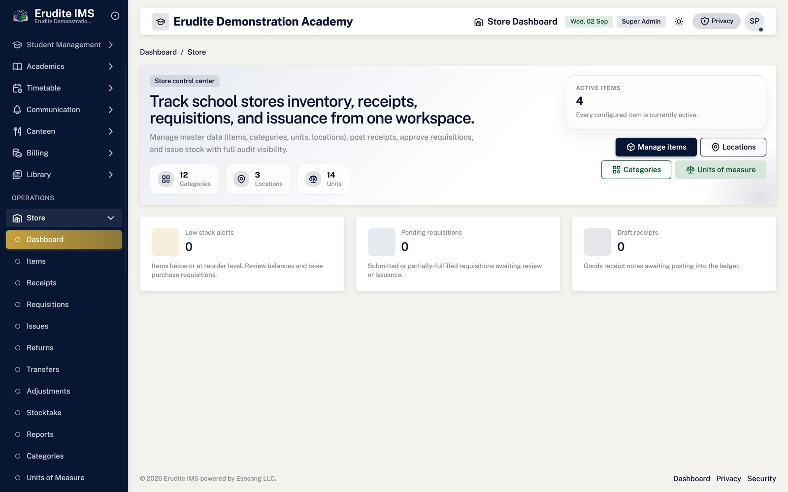 Store list screen